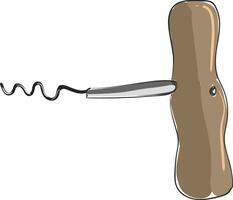 Old wine opener, vector or color illustration.