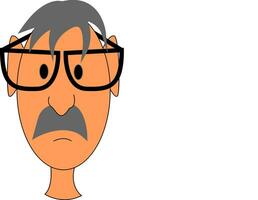 Old man in glasses, vector or color illustration.