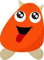 Orange happy monster, vector or color illustration.