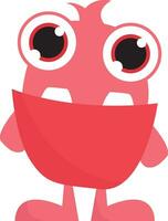 Pink monster with big eyes, vector or color illustration.