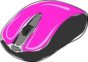 Pink computer mouse, vector or color illustration.