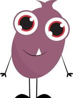 Purple monster with big eyes, vector or color illustration.