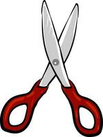 Red 2 scissors, vector or color illustration.