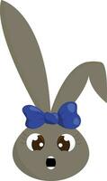 Rabbit with bow, vector or color illustration.