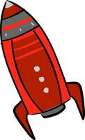 Red rocket, vector or color illustration.