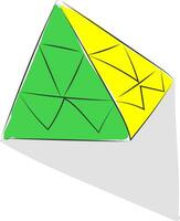 rubik cubo pirámide, vector o color ilustración.