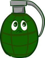 Sad grenade, vector or color illustration.