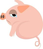 Sad pig, vector or color illustration.