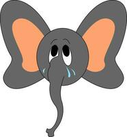 Sad elephant, vector or color illustration.