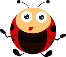 Seating lady bug, vector or color illustration.