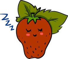 Sleeping 2 strawberry, vector or color illustration.