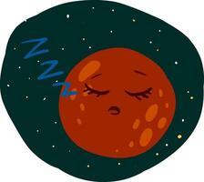 The sleeping planet, Mars, vector or color illustration.