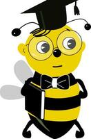 un linda graduado estudiante abeja, vector o color ilustración.