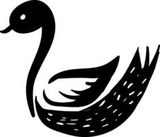 Swan silhouette imageBlack swan over white background viewed from the side, vector or color illustration.