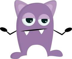 Clipart of a big tired purple monster, vector or color illustration.