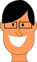 Cartoon face of a man looking happy while laughing, vector or color illustration.