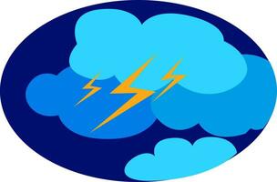 A landscape of the lightning and thunder on a rainy day, vector or color illustration.