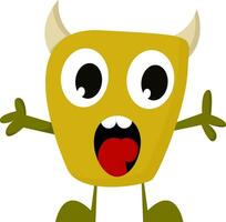 A yellow monster, screaming, vector or color illustration.