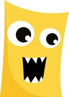 Clipart of a ferocious yellow monster with mouth wide opened as if to explode with rage, vector or color illustration.