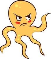 Painting of an angry octopus vector or color illustration