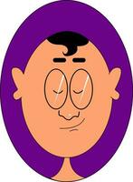 Portrait of a man with big ears over a purple background vector or color illustration