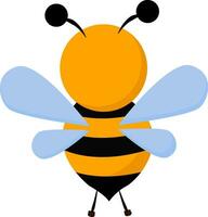 Clipart of a bee set on isolated white background viewed from the back vector or color illustration