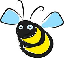 Cartoon bee set on isolated white background viewed from the front vector or color illustration