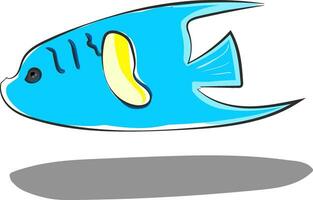 Drawing of a blue fish over white background vector or color illustration