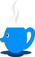 emoji de un azul café taza visto desde el lado vector o color ilustración