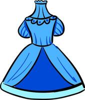 A showcase blue-colored frock for girl children vector or color illustration