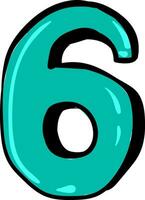 Number-six or 6 vector or color illustration