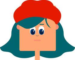 Cartoon girl in a red hat vector or color illustration