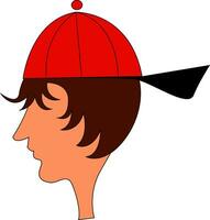 Cartoon character of a boy in a red cap set isolated white background viewed from the side vector or color illustration