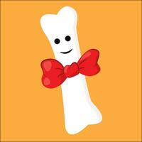 Portrait of a white bone wearing a red bowtie vector or color illustration