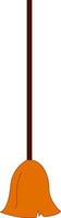 Cartoon broom with a bundle of brown-colored bristles attached to a black-colored handle vector or color illustration