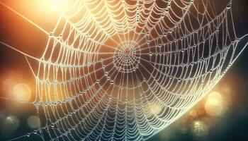 ai generado estético araña web con lluvia agua gotas fondo, bandera, modelo foto