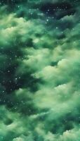 Olive green gradient mystical sky with clouds phone background wallpaper, ai generated photo