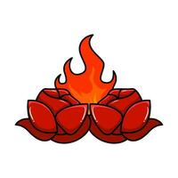 red flower with fire illustration vector