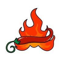 chili with fire illustration vector