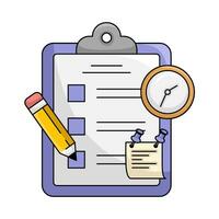 task list, clock time with pencil illustration vector