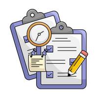 task, clock time with pencil illustration vector