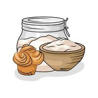 flour bread with pastry illustration vector