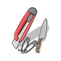 cutter, pin with knife illustration vector