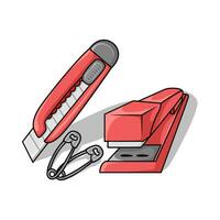 cutter, pin with stapler illustration vector