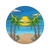 palm tree in beach illusration vector