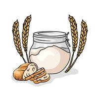 flour bread, bread with wheat illustration vector