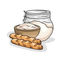 flour bread with pastry illustration vector