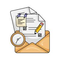 fie in mail, pencill with clock time illustration vector