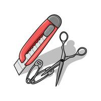 cutter, pin  with scissors illustration vector