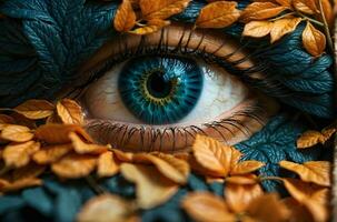 Ai generative  Artistic closeup shot of beautiful female human eye, background photo